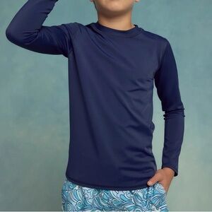 NWT Quince Long Sleeve Navy Blue Rash Guard Swim UPF 50+ - Size Kid’s 12